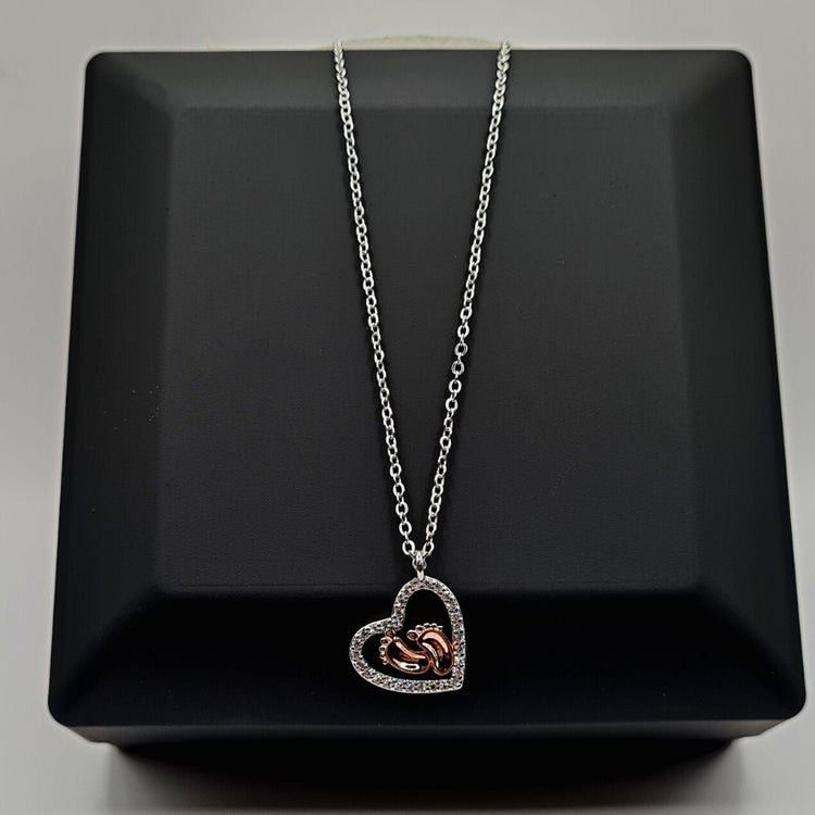 Luxe Cadeaubox met Led-licht | Zwangerschap Ketting met Babyvoetjes👣