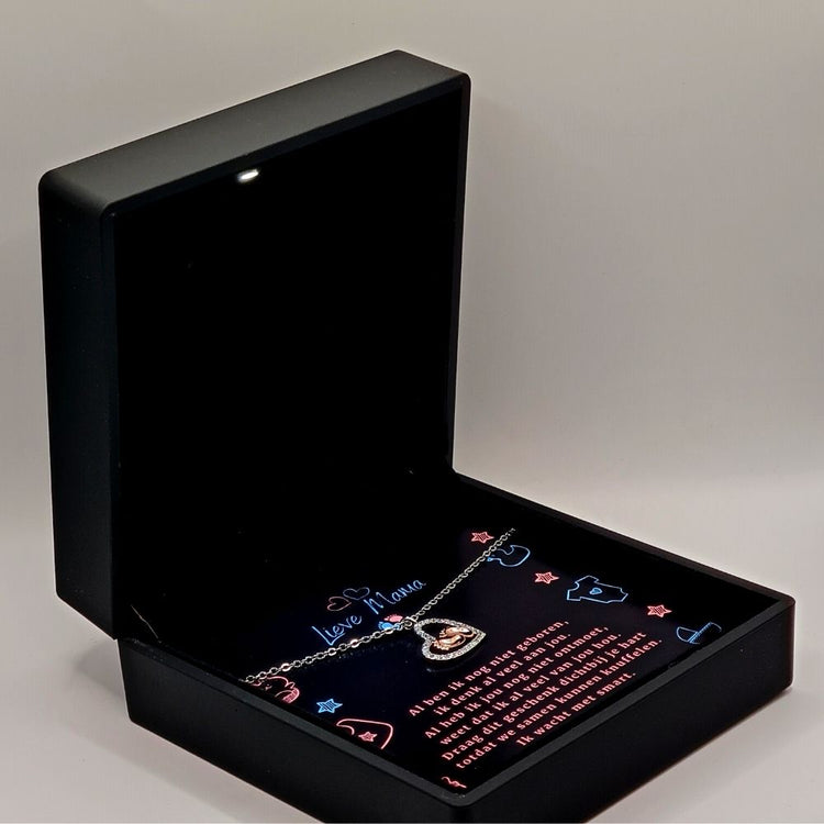 Luxe Cadeaubox met Led-licht | Zwangerschap Ketting met Babyvoetjes👣