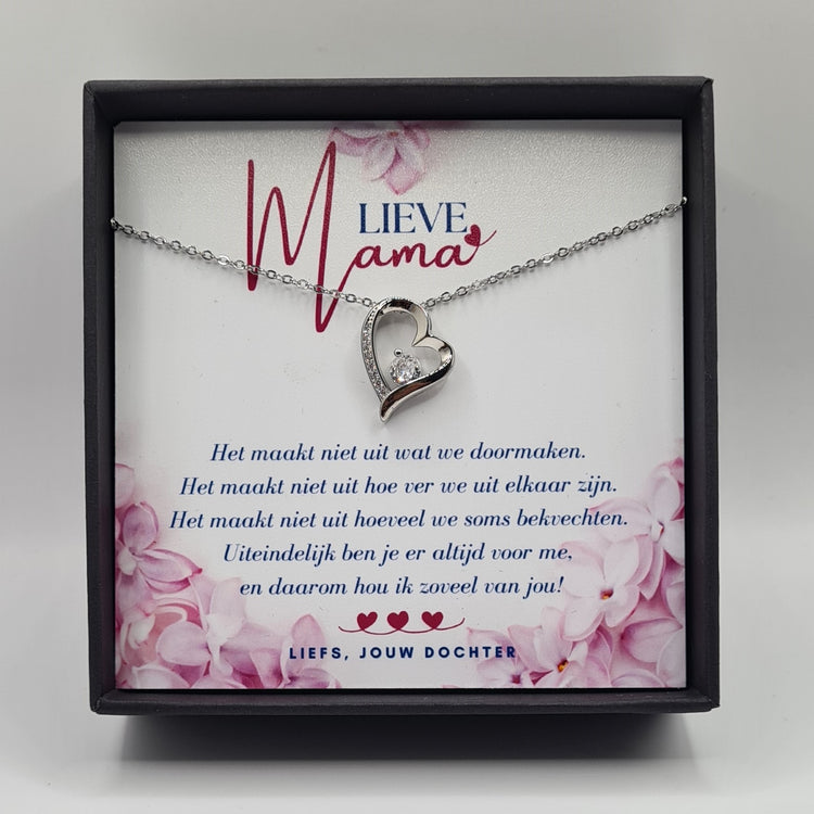 AAN MIJN LIEVE MAMA | JE BENT ER VOOR MIJ | HARTEN KETTING MET ZIRKONIA